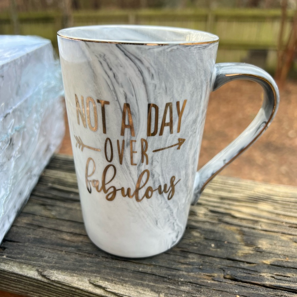 NWT Not a Day over Fabulous Gray Marble Mug Sock Gift Set